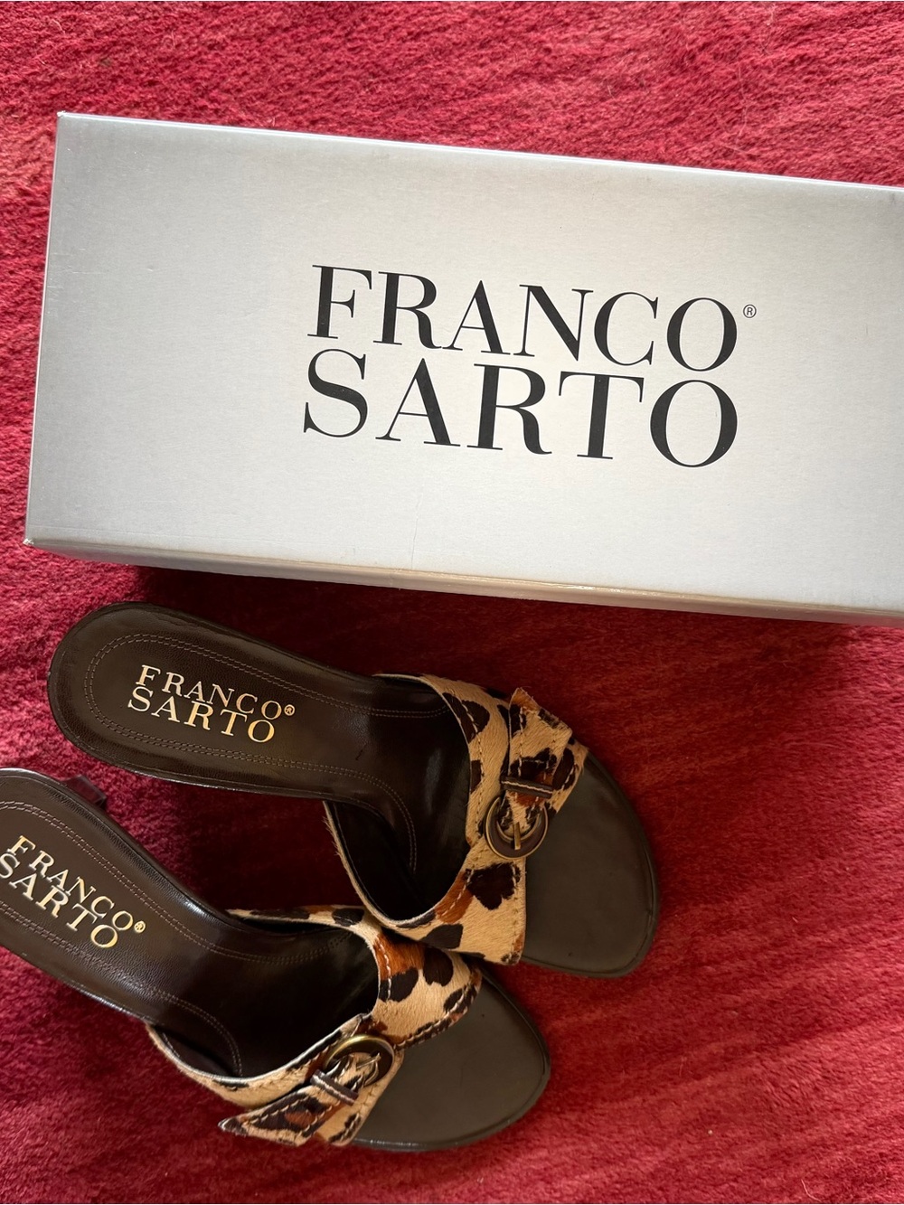 Franco Sarto Leopard-Print Slide Mules - Brown/Tan